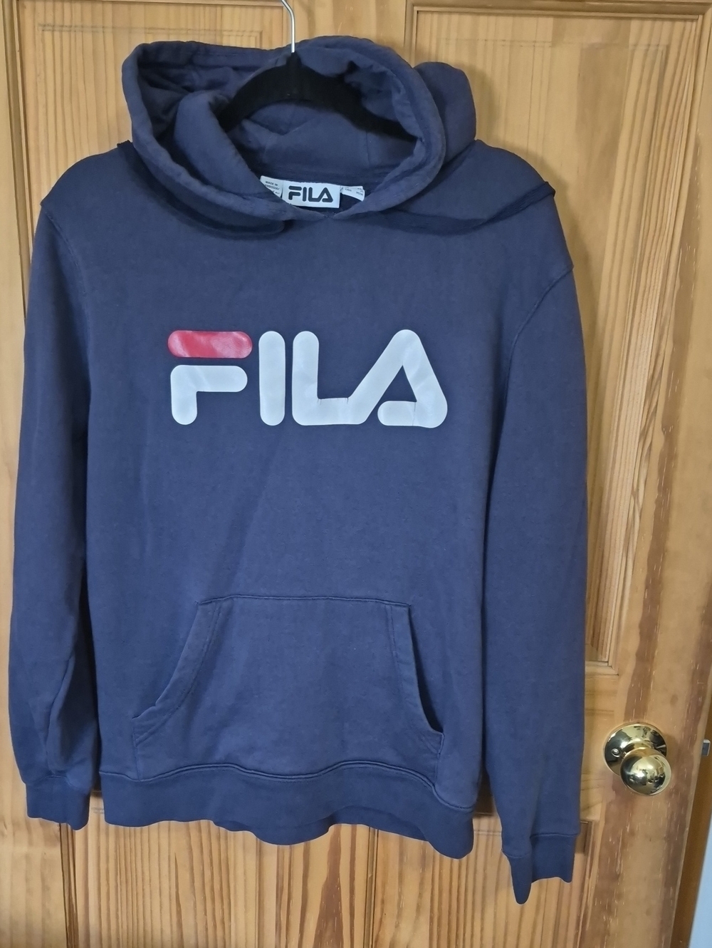 FILA Navy Hoodie with White and Red Logo